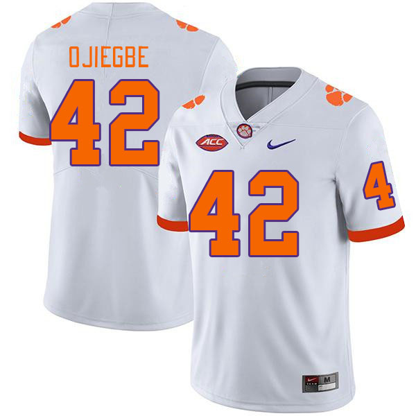 Men's Clemson Tigers David Ojiegbe #42 College White NCAA Authentic Football Stitched Jersey 23WZ30HB